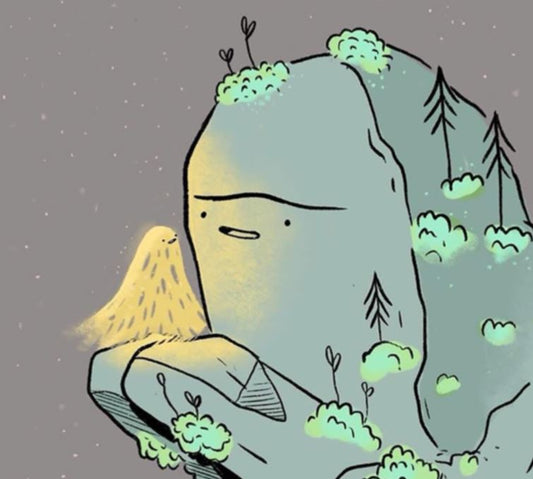 Plakat Miłość - Luiza Kwiatkowska - Artystyczny plakat Miłość na ekologicznym papierze, organiczny print z ilustracją skały i roślin. - plakat, print