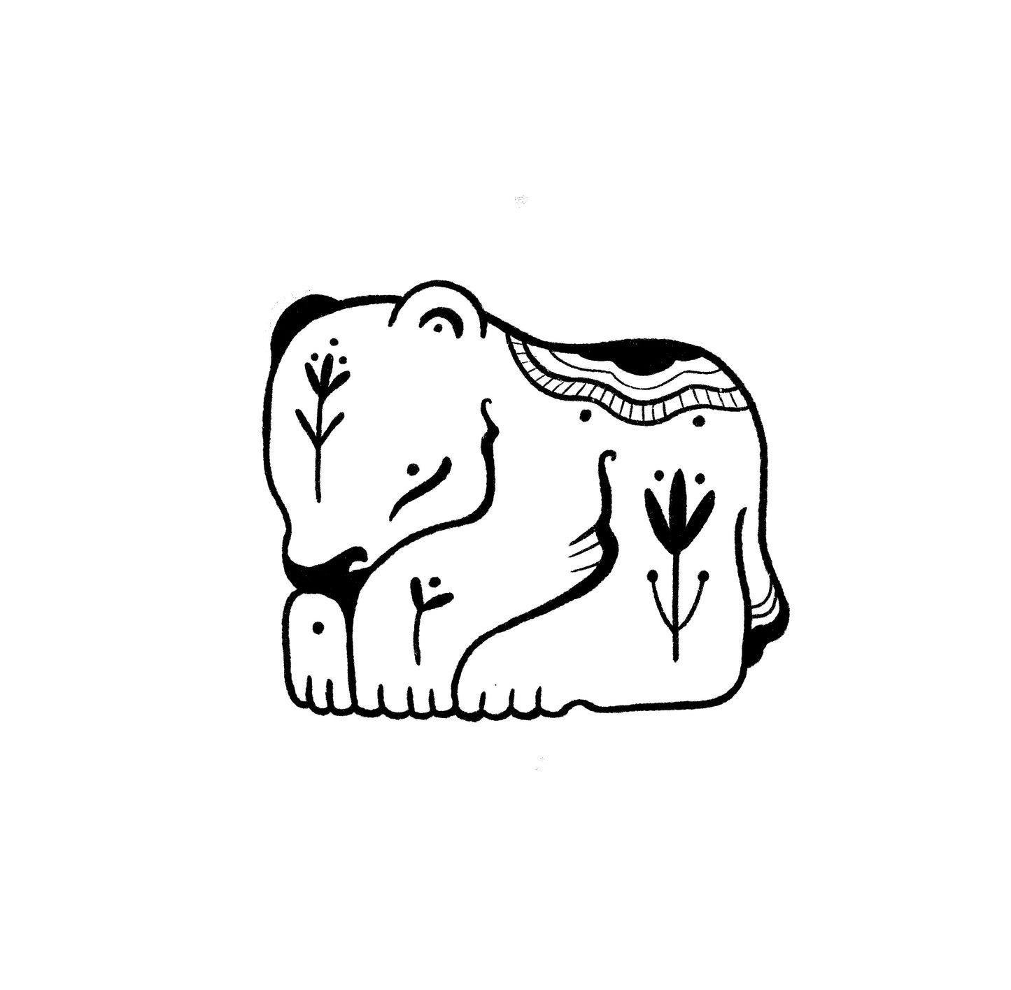 Niedźwiedź Polarny - Luiza Kwiatkowska - Czarny szkic niedźwiedzia polarnego z organicznymi wzorami na ekologicznym papierze, artystyczny plakat cyfrowy. - digital