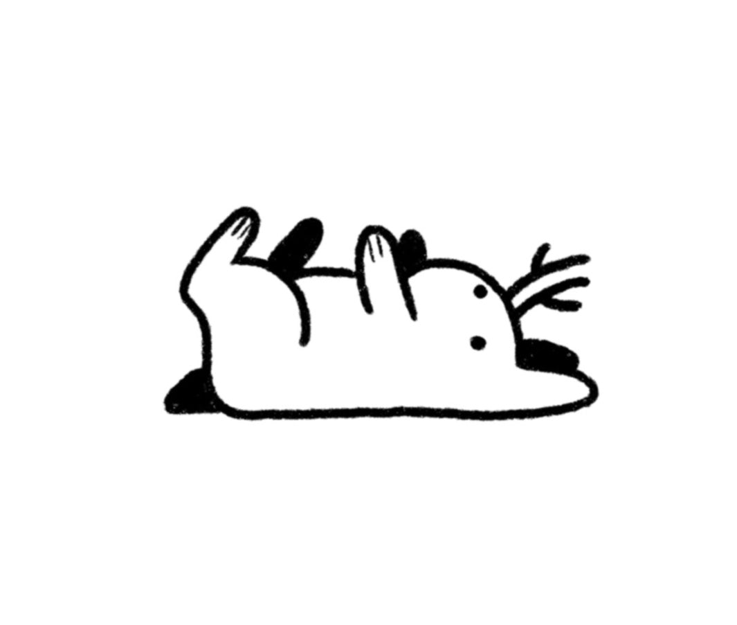 Króliczek Leżący - Luiza Kwiatkowska - Minimalistyczny rysunek króliczka leżącego na plecach, czarny kontur na białym ekologicznym papierze, artystyczny plakat. - bunny, digital