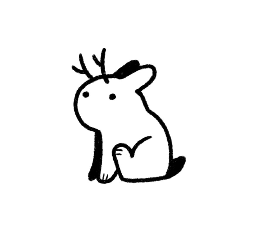 Króliczek Drapiący Się - Luiza Kwiatkowska - Minimalistyczny króliczek drapiący się w czerni na białym tle, artystyczny plakat na ekologicznym papierze organicznym. - bunny, digital