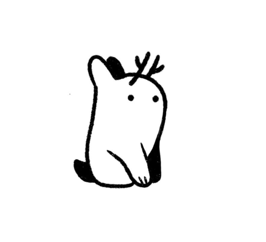 Króliczek Siedzący - Luiza Kwiatkowska - Minimalistyczny króliczek na organicznym, ekologicznym papierze, artystyczny plakat w czerni i bieli. - bunny, digital