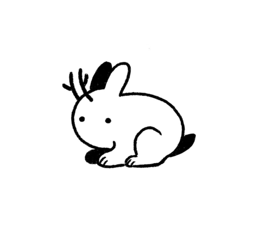 Króliczek Skulony - Luiza Kwiatkowska - Minimalistyczny króliczek na organicznym ekologiczny papier, artystyczny plakat, cyfrowa grafika artysty. - bunny, digital