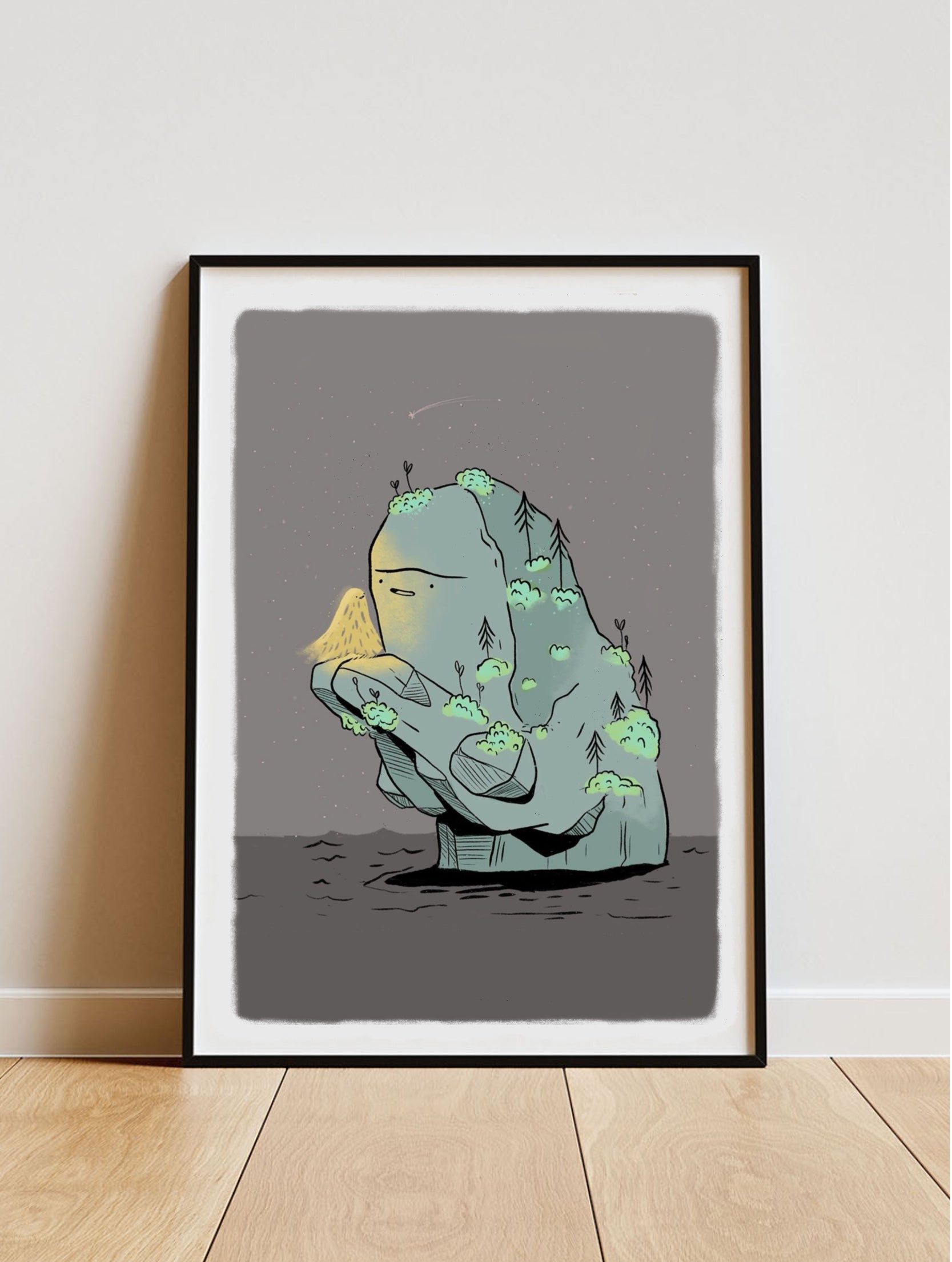 Plakat Miłość - Luiza Kwiatkowska - Artystyczny plakat Miłość na ekologicznym papierze, organiczny druk, abstrakcyjna zielono-szara kompozycja. - plakat, print