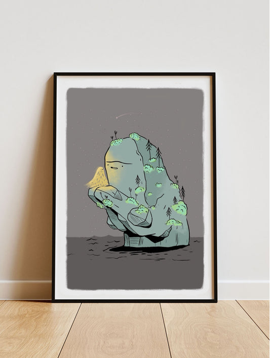 Plakat Miłość - Luiza Kwiatkowska - Artystyczny plakat Miłość na ekologicznym papierze, organiczny druk, abstrakcyjna zielono-szara kompozycja. - plakat, print