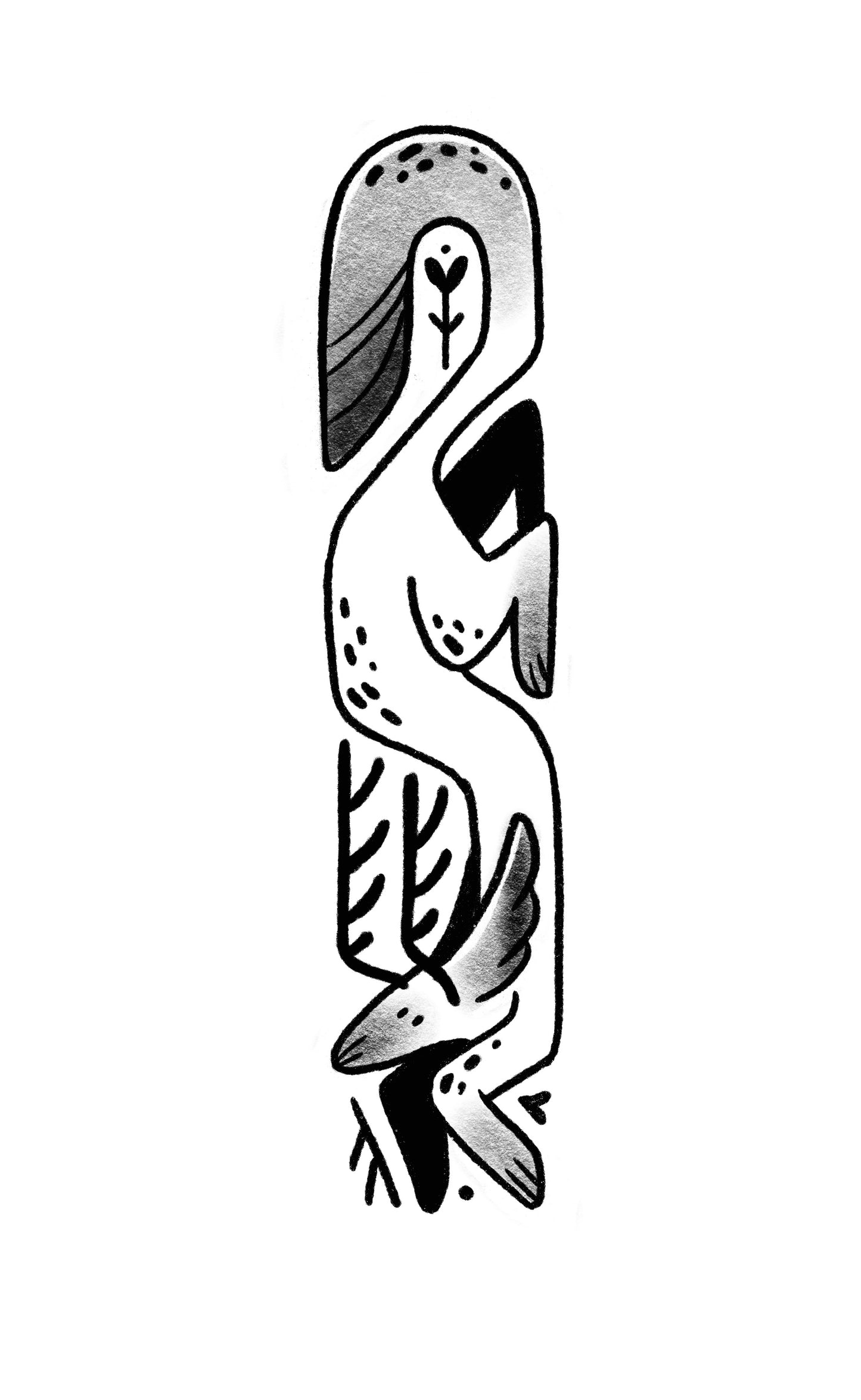 Totemowy Lisek 1 - Luiza Kwiatkowska - Czarno-biały artystyczny plakat liska na ekologicznym, organicznym papierze autorstwa artystki. - digital, totem