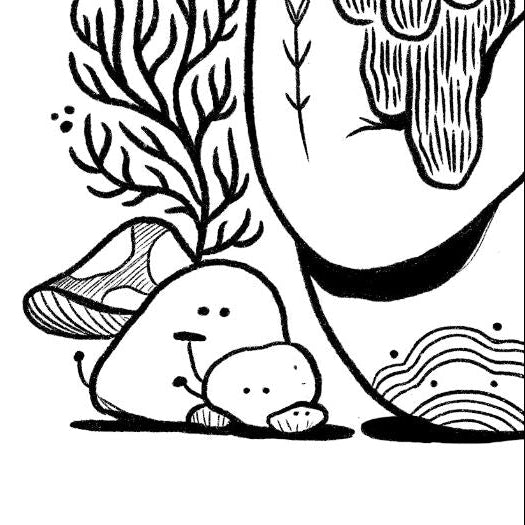 Plakat Be Gentle - Luiza Kwiatkowska - Artystyczny plakat Be Gentle na ekologicznym papierze, czarno-biały organiczny motyw naturalny, minimalistyczny design. - plakat, print