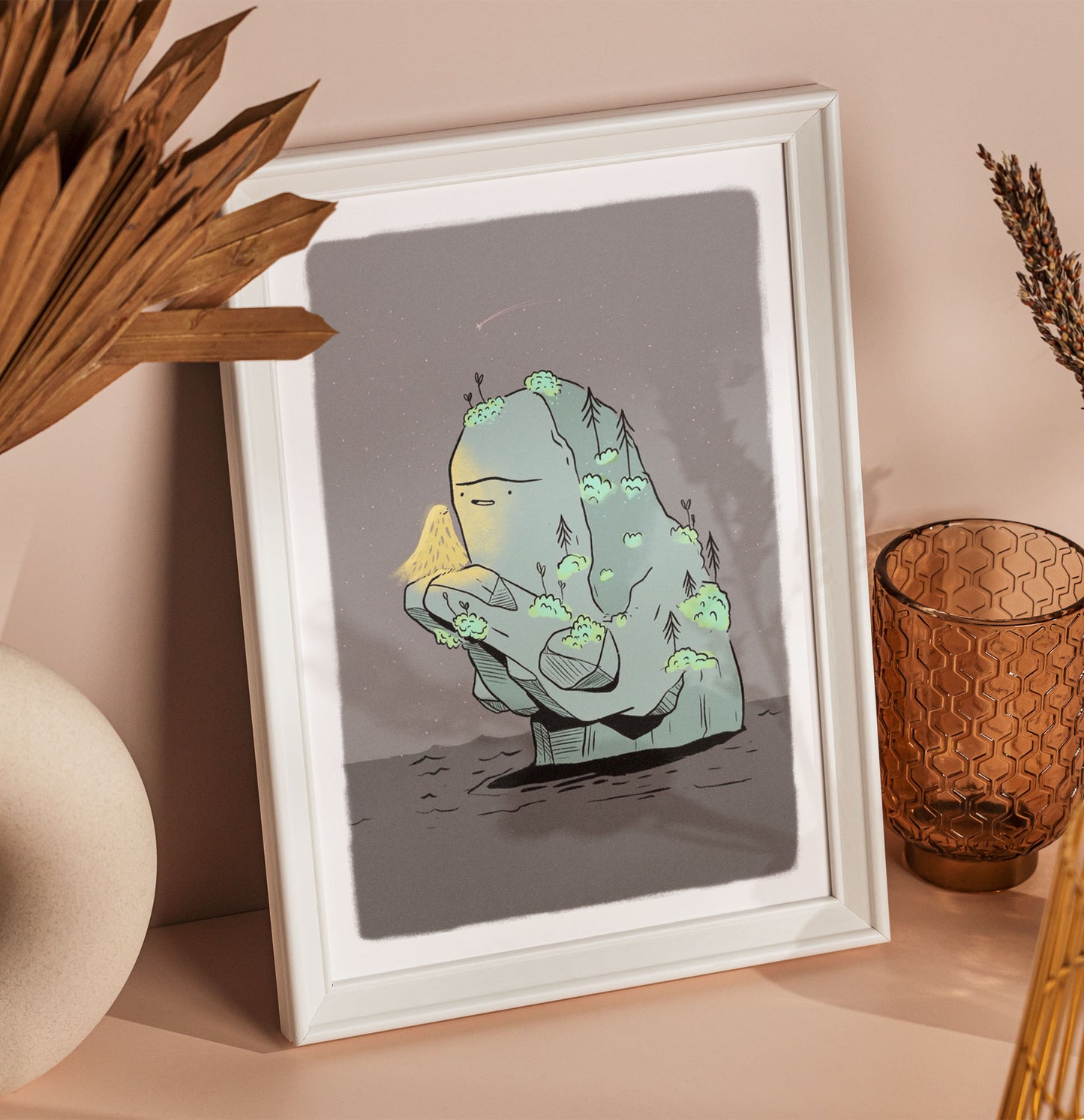 Plakat Miłość - Luiza Kwiatkowska - Artystyczny plakat Miłość na ekologicznym papierze, pastelowa ilustracja postaci w ramie białej. - plakat, print